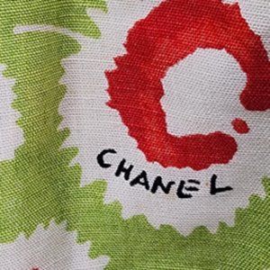 Chanel boutique green flower size 42 logo dress